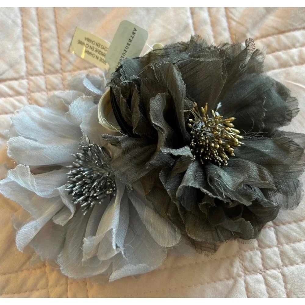 Anthropologie Floral Hair Tie‎ Set 2pc NWT